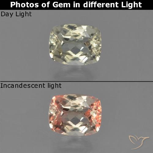0.75ct Natürlicher Blasses Gelb Farbwechselnder Diaspor, Kissen, VVS-VS