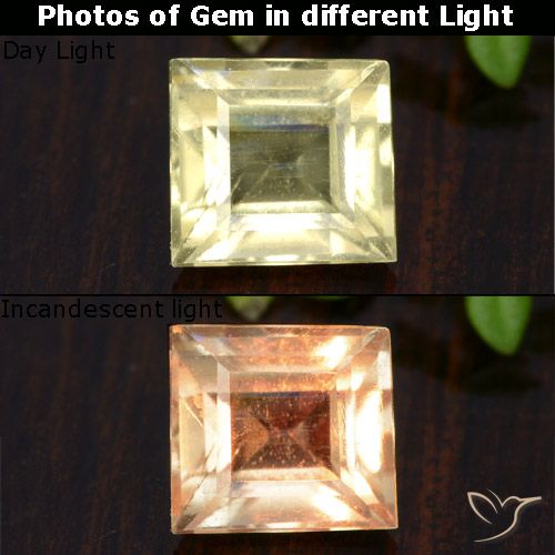 1.01ct Natürlicher Sehr helles Gelb Farbwechselnder Diaspor, Quadrat, VS