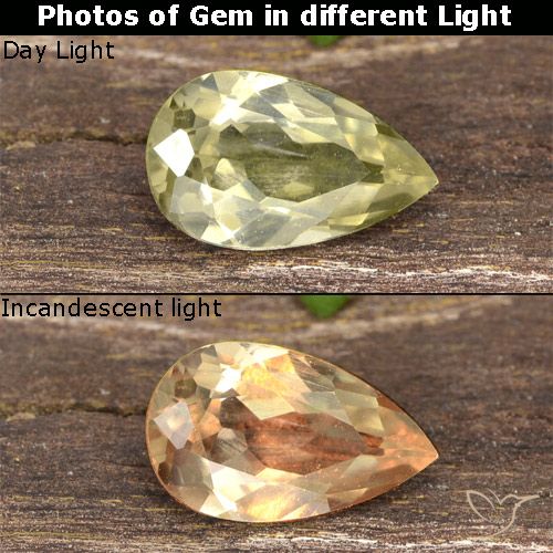0.80ct Natürlicher Sehr helles Gelb Farbwechselnder Diaspor, Birnenform, VVS-VS