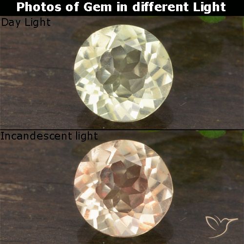 0.60ct Natürlicher hellgelb Farbwechselnder Diaspor, Runden, VVS-VS