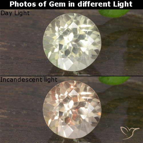0.61ct Natürlicher Sehr helles Gelb Farbwechselnder Diaspor, Runden, VVS-VS
