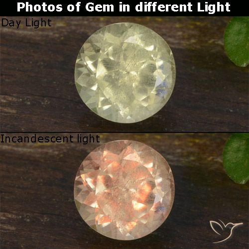0.64ct Natürlicher hellgelb Farbwechselnder Diaspor, Runden, VVS-VS