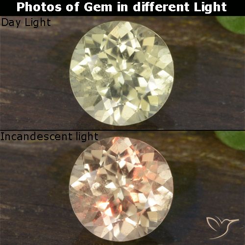 0.68ct Natürlicher hellgelb Farbwechselnder Diaspor, Runden, VS