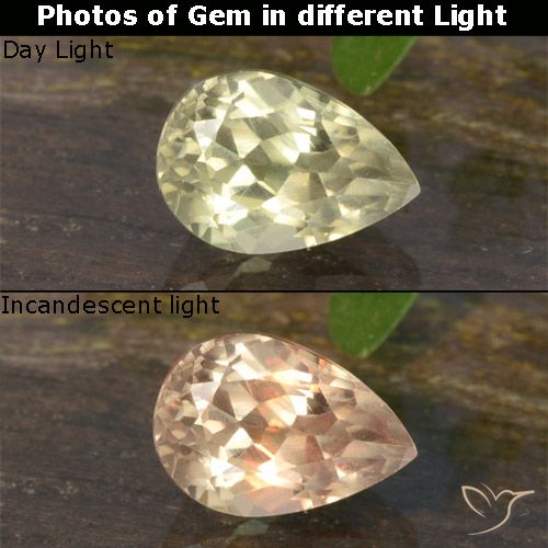 0.69ct Natürlicher hellgelb Farbwechselnder Diaspor, Birnenform, VVS-VS