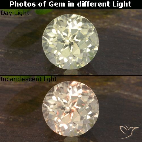 0.70ct Natürlicher Blasses Gelb Farbwechselnder Diaspor, Runden, VVS-VS