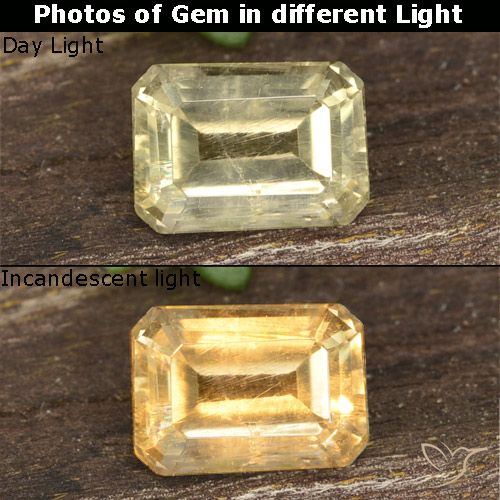 0.73ct Natürlicher Sehr helles Gelb Farbwechselnder Diaspor, Smaragdschliff, VVS-VS