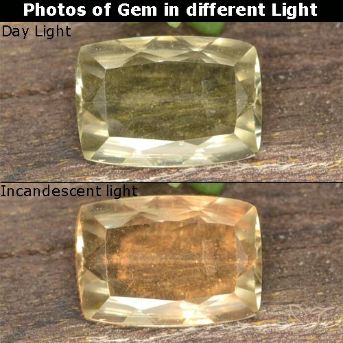 0.73ct Natürlicher hellgelb Farbwechselnder Diaspor, Kissen, VS