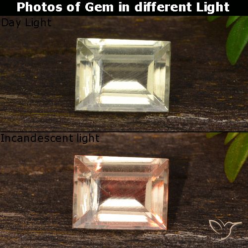 0.51ct Natürlicher Gelbes Beige Farbwechselnder Diaspor, Baguette, VS