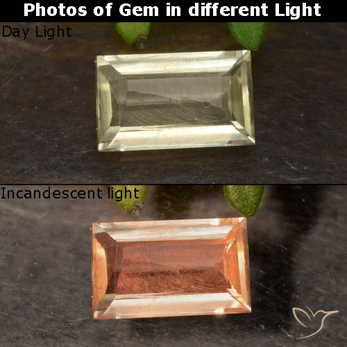 0.64ct Natürlicher Gelbes Beige Farbwechselnder Diaspor, Baguette, VS