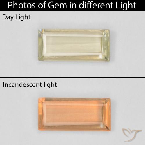 9,17 ctw natürlicher hellgelb Farbwechselnder Diaspor, Baguette, VVS-VS