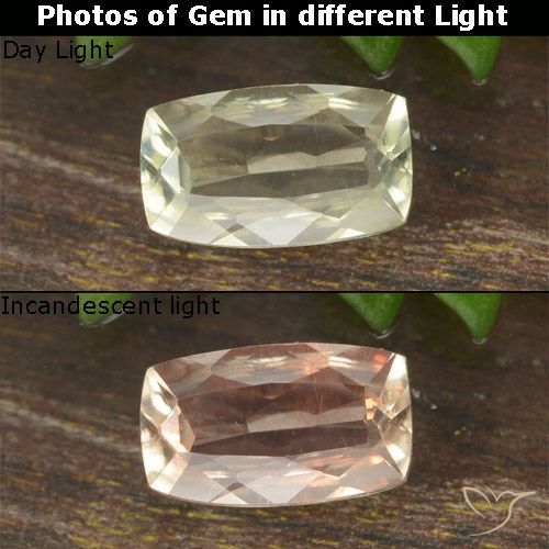 0.71ct Natürlicher hellgelb Farbwechselnder Diaspor, Kissen, VVS-VS