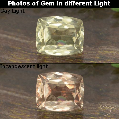 0.83ct Natürlicher hellgelb Farbwechselnder Diaspor, Kissen, VVS-VS