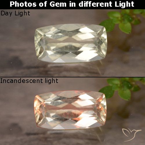 0.94ct Natürlicher Sehr helles Gelb Farbwechselnder Diaspor, Kissen, VVS-VS