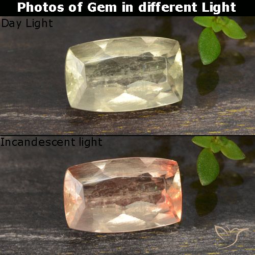 0.78ct Natürlicher Sehr helles Gelb Farbwechselnder Diaspor, Kissen, VS-SI