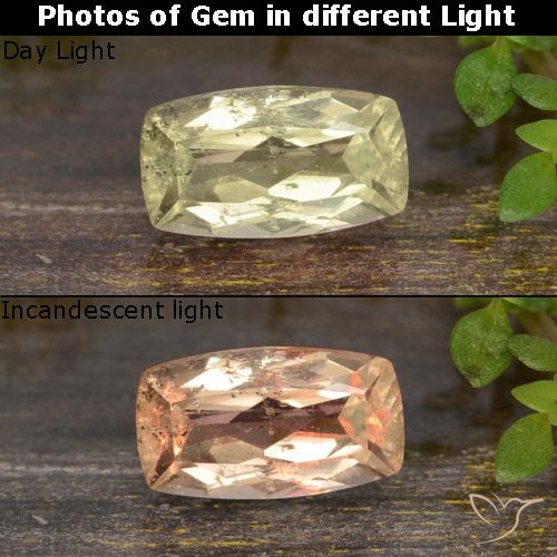 0.96ct Natürlicher Sehr blasses Gelb Farbwechselnder Diaspor, Kissen, VVS-VS