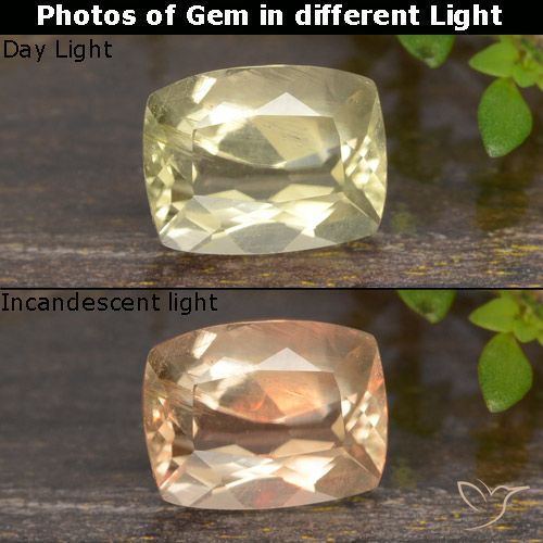 0.94ct Natürlicher Sehr helles Gelb Farbwechselnder Diaspor, Kissen, VS