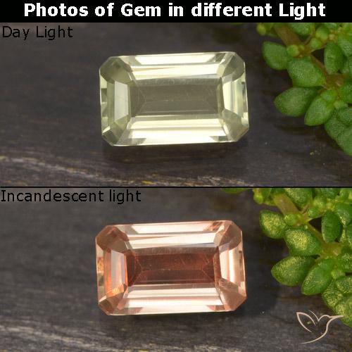 0.66ct Natürlicher Helles Goldgelb Farbwechselnder Diaspor, Smaragdschliff, VVS-VS