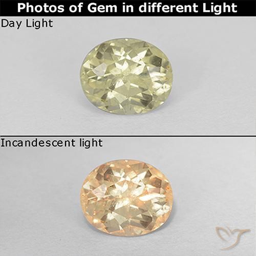0.65ct Natürlicher hellgelb Farbwechselnder Diaspor, Oval, VS