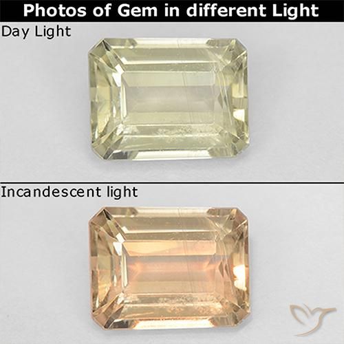 1.20ct Natürlicher Sehr helles Gelb Farbwechselnder Diaspor, Smaragdschliff, VS