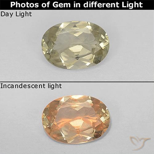 0.61ct Natürlicher hellgelb Farbwechselnder Diaspor, Oval, VS