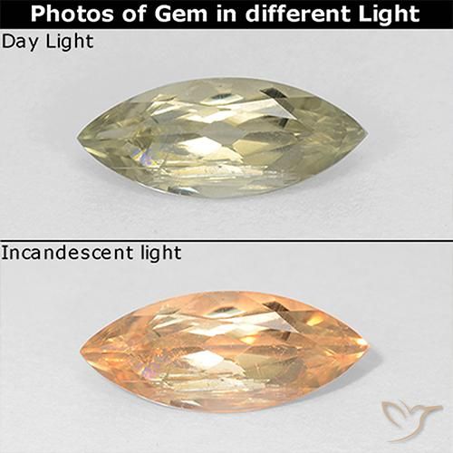 0.83ct Natürlicher hellgelb Farbwechselnder Diaspor, Marquise, VS