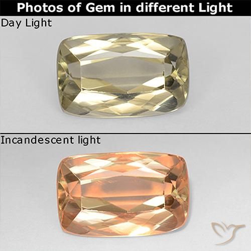 1.37ct Natürlicher Sehr helles Gelb Farbwechselnder Diaspor, Kissen, VS