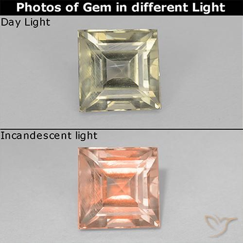 0.94ct Natürlicher Sehr blasses Gelb Farbwechselnder Diaspor, Quadrat, VS