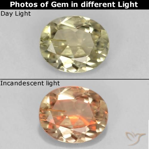 0.67ct Natürlicher Sanftes Gelb Farbwechselnder Diaspor, Oval, VS
