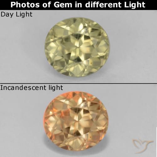 0.72ct Natürlicher Gelbes Beige Farbwechselnder Diaspor, Oval, VS