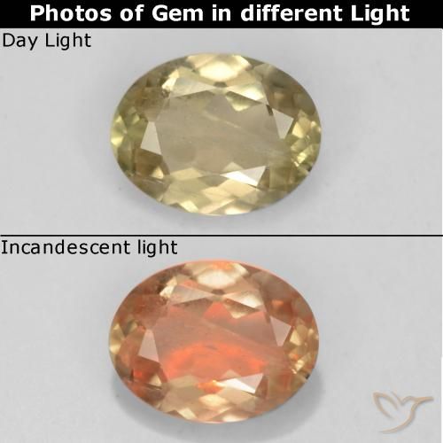 0.65ct Natürlicher Helles Goldgelb Farbwechselnder Diaspor, Oval, VS