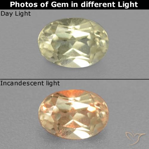 0.48ct Natürlicher hellgelb Farbwechselnder Diaspor, Oval, VS