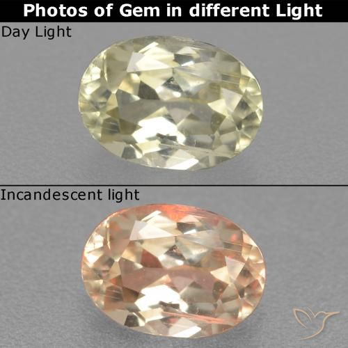 0.88ct Natürlicher hellgelb Farbwechselnder Diaspor, Oval, VS