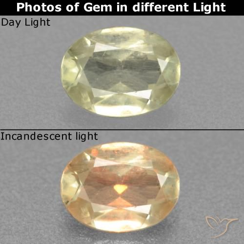 0.47ct Natürlicher Blasses Gelb Farbwechselnder Diaspor, Oval, VS