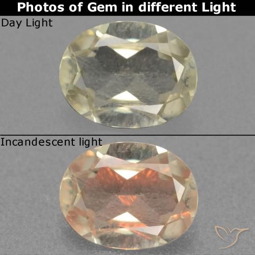 0.58ct Natürlicher hellgelb Farbwechselnder Diaspor, Oval, VS