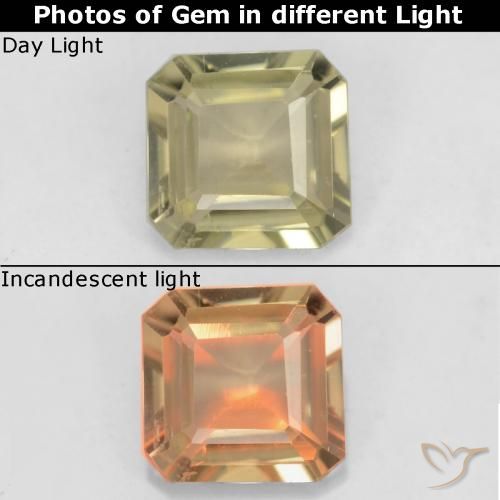 0.69ct Natürlicher Sanftes Gelb Farbwechselnder Diaspor, Smaragdschliff, VS