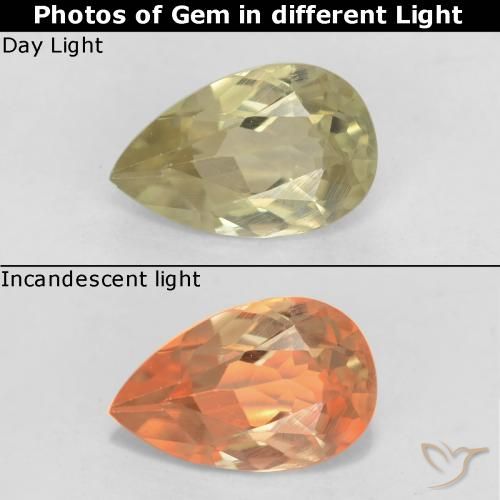 0.71ct Natürlicher Sanftes Gelb Farbwechselnder Diaspor, Birnenform, VS