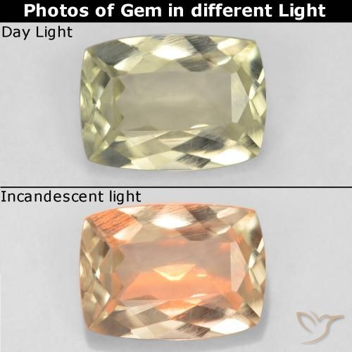 0.86ct Natürlicher Blasses Gelb Farbwechselnder Diaspor, Kissen, VS