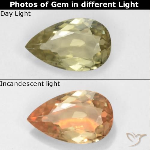 0.70ct Natürlicher Blasses Gelb Farbwechselnder Diaspor, Birnenform, VS