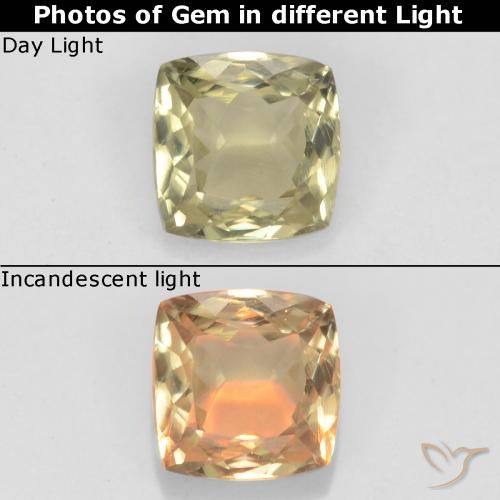 0.90ct Natürlicher hellgelb Farbwechselnder Diaspor, Kissen, VS