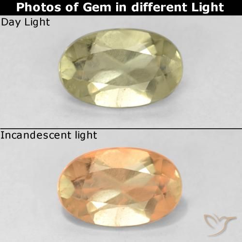 0.67ct Natürlicher hellgelb Farbwechselnder Diaspor, Oval, VS