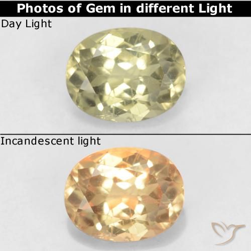 0.79ct Natürlicher hellgelb Farbwechselnder Diaspor, Oval, VS