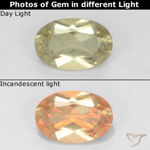0.57ct Natürlicher hellgelb Farbwechselnder Diaspor, Oval, VS