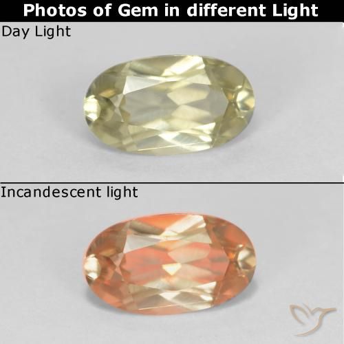 0.53ct Natürlicher hellgelb Farbwechselnder Diaspor, Oval, VVS-VS