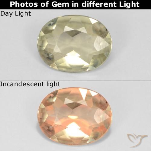 0.61ct Natürlicher hellgelb Farbwechselnder Diaspor, Oval, VVS-VS