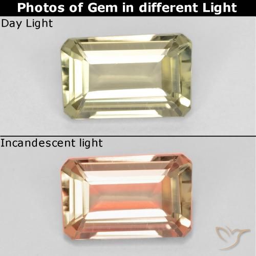 0.72ct Natürlicher Sehr blasses Gelb Farbwechselnder Diaspor, Smaragdschliff, VS