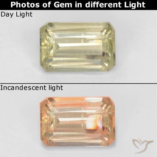 0.78ct Natürlicher Sehr blasses Gelb Farbwechselnder Diaspor, Smaragdschliff, VS