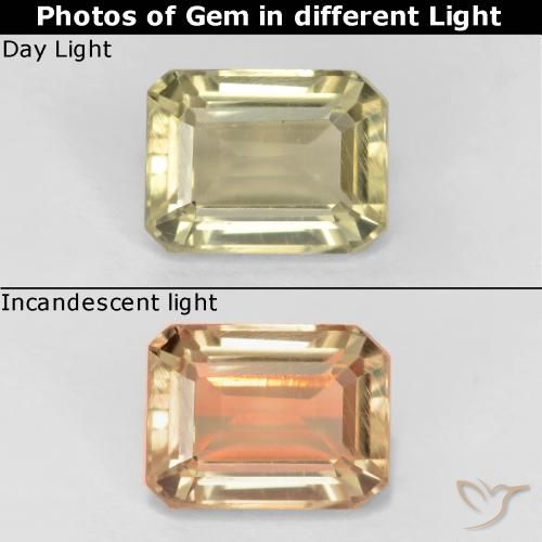 0.80ct Natürlicher Sehr blasses Gelb Farbwechselnder Diaspor, Smaragdschliff, VS