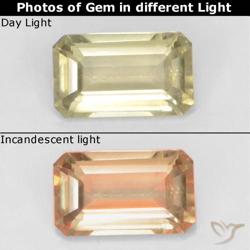 0.90ct Natürlicher Sehr blasses Gelb Farbwechselnder Diaspor, Smaragdschliff, VS