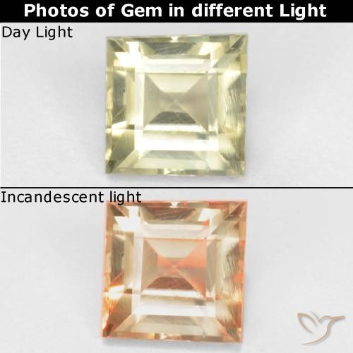 0.89ct Natürlicher Gelbes Beige Farbwechselnder Diaspor, Quadrat, VS