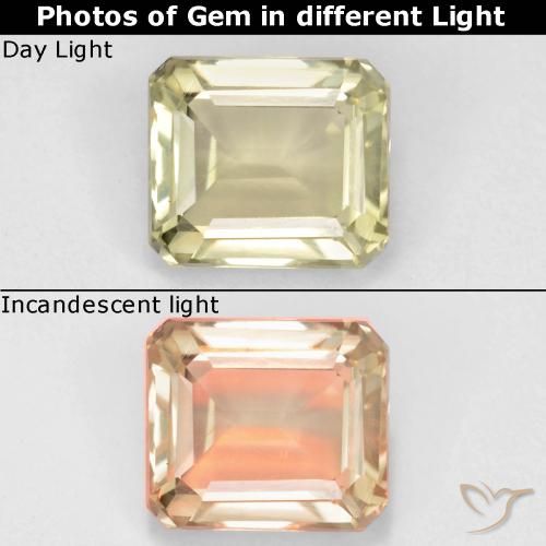 0.94ct Natürlicher Sehr blasses Gelb Farbwechselnder Diaspor, Smaragdschliff, VS
